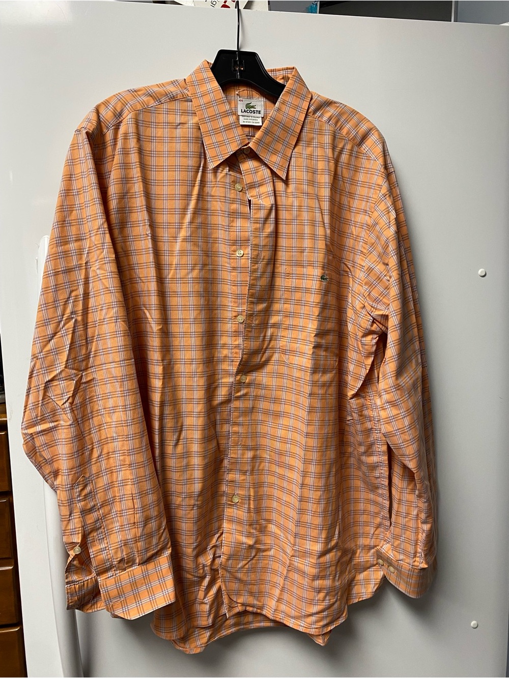 Lacoste Orange & Blue Plaid Long-Sleeve Button-Down Shirt